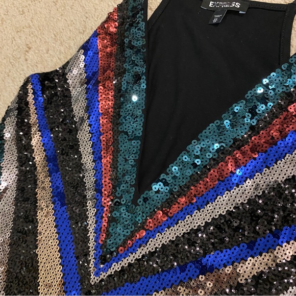 Express Multicolor Sequin Bodysuit XS - Picture 5 of 5